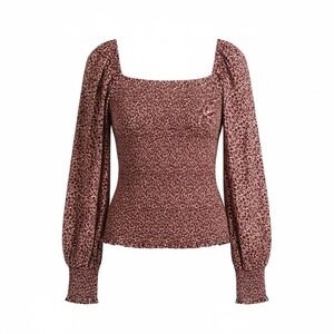 Boden NWT Women's Smocked Bodice Blouson Top Flora Sprig Size 12 Style T0930